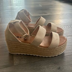 Wedge Espadrille Sandals in Beige - Womens